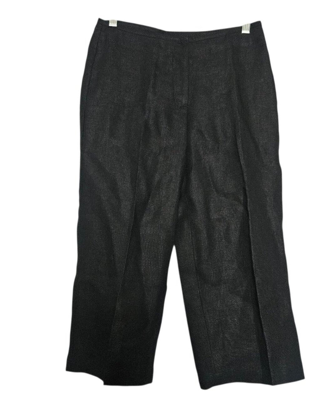 NWT TALBOTS 100% Linen Heritage Womens Pants 2P Petite Black Crop Straight Capri